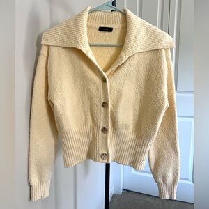 Collared cotton-blend bouclé cardigan sweater